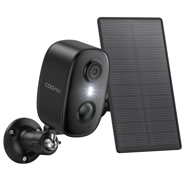 COOAU 2K Überwachungskamera Aussen Solar Akku，Kabellos IP Kamera Innen mit Wiederaufladbare Batterie