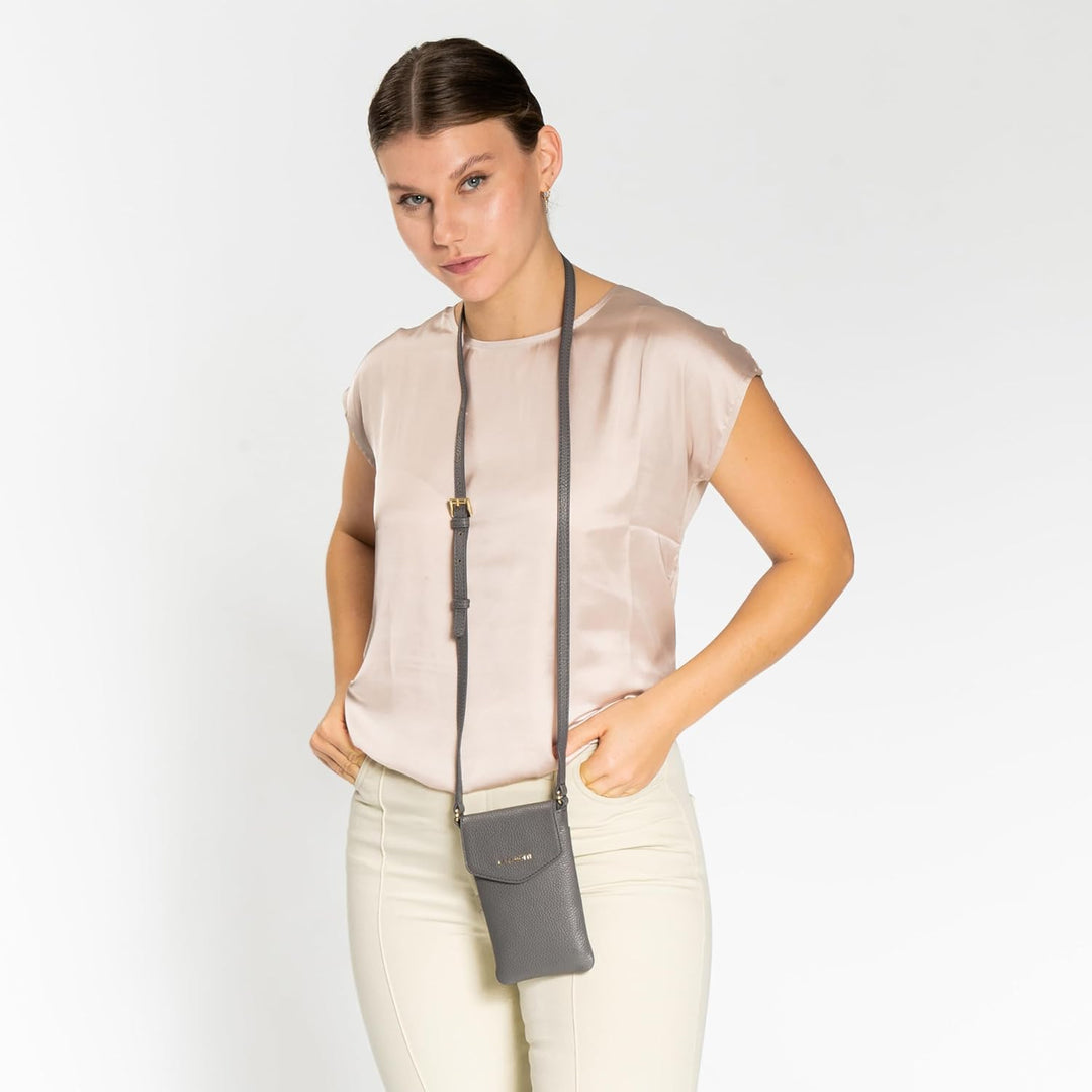 Lazarotti Bologna Damen Leder-Handytasche | Grösse 10 x 3,5 x 18 cm für sämtliche gängigen Smartphon