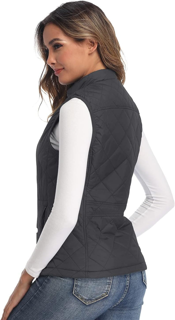 LONGKING Damen Wattiert Mode-Westen XS Dunkelgrau, XS Dunkelgrau