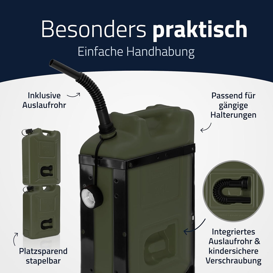 hünersdorff 802010 Kraftstoff-Kanister Profi 20L für Benzin, Diesel und andere Gefahrgüter, UN-Zulas