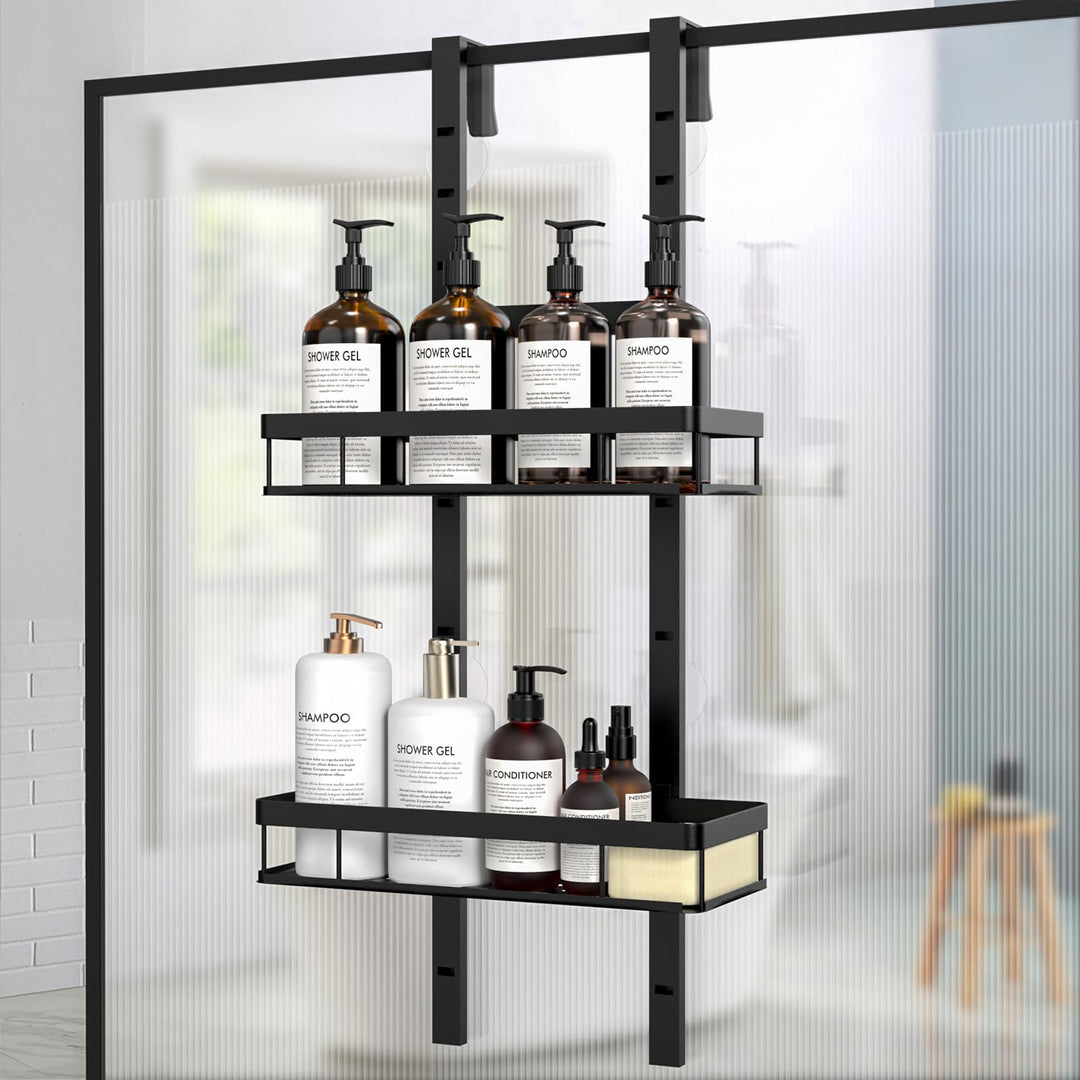 Duschablage zum Hängen, Duschregal Ohne Bohren für Duschwand, Badezimmer Organizer mit 2 Duschkörben