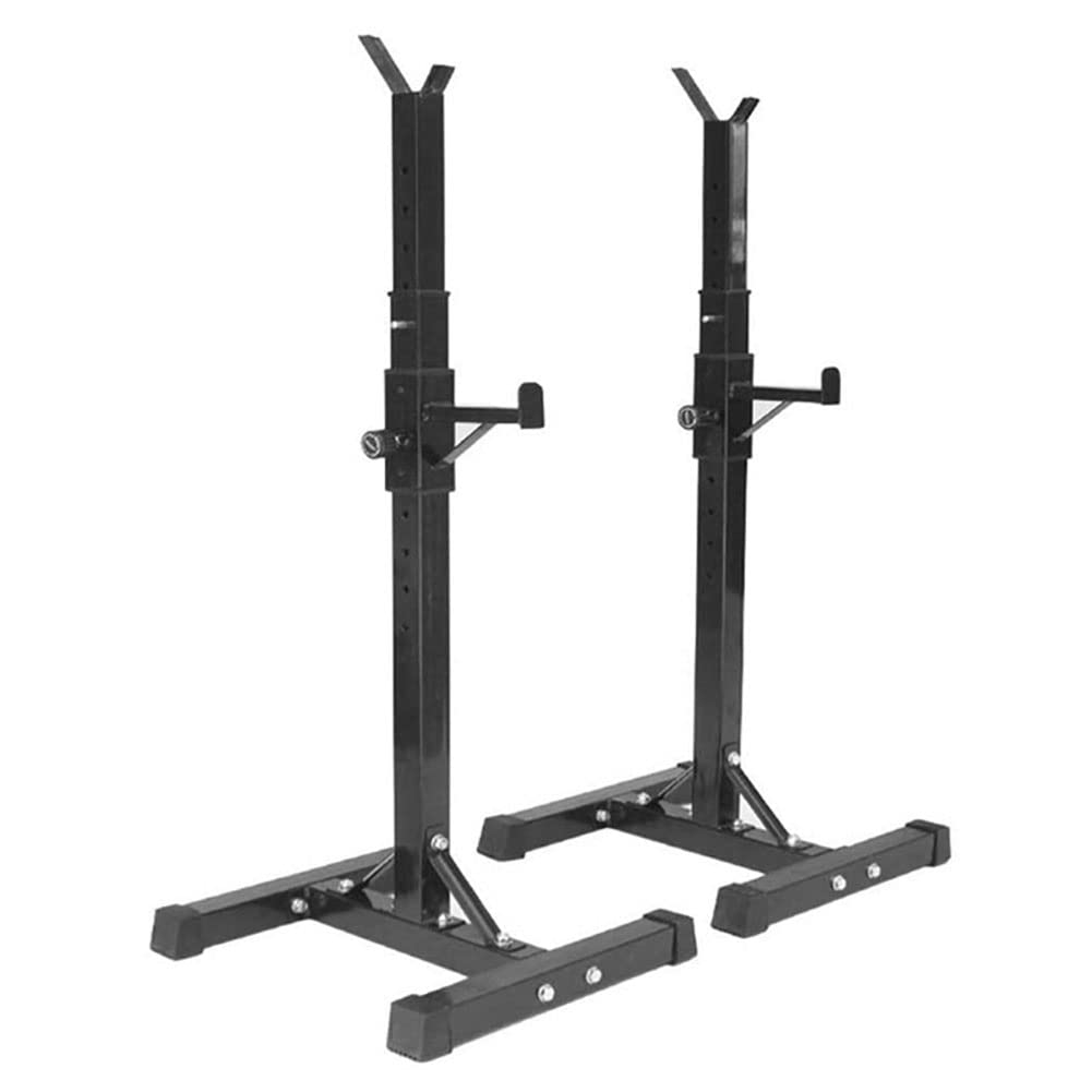 Kniebeugen, Unterstellböcken, verstellbare Stützen, Hantelauflage, max. 150 kg, Reines Schwarz
