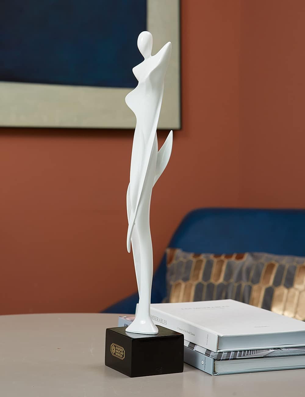 NENBOLEC Modern Skulptur Dekor Frau Statue Figuren Wohnzimmer Kunst Arts Polyresin Weiss Geschenk 42