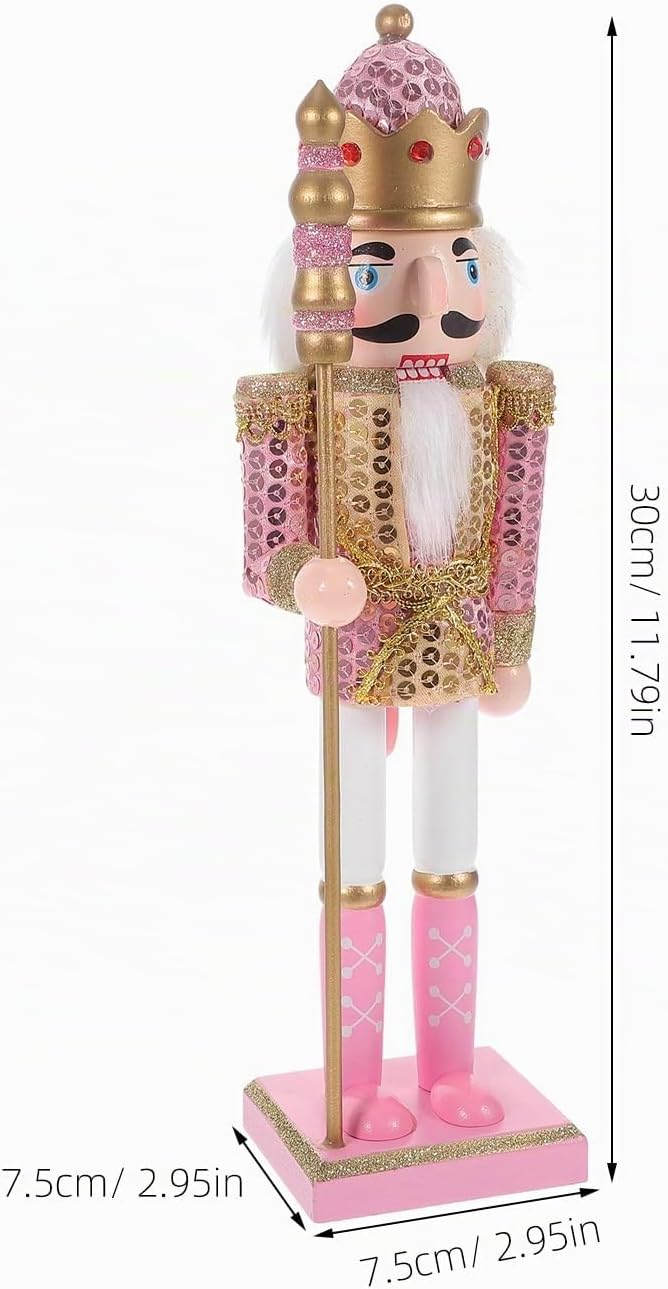 Veemoon Rosa Nussknackerfiguren, Glitzernde Soldatenfiguren, Weihnachtssoldaten-Dekoration für Den S