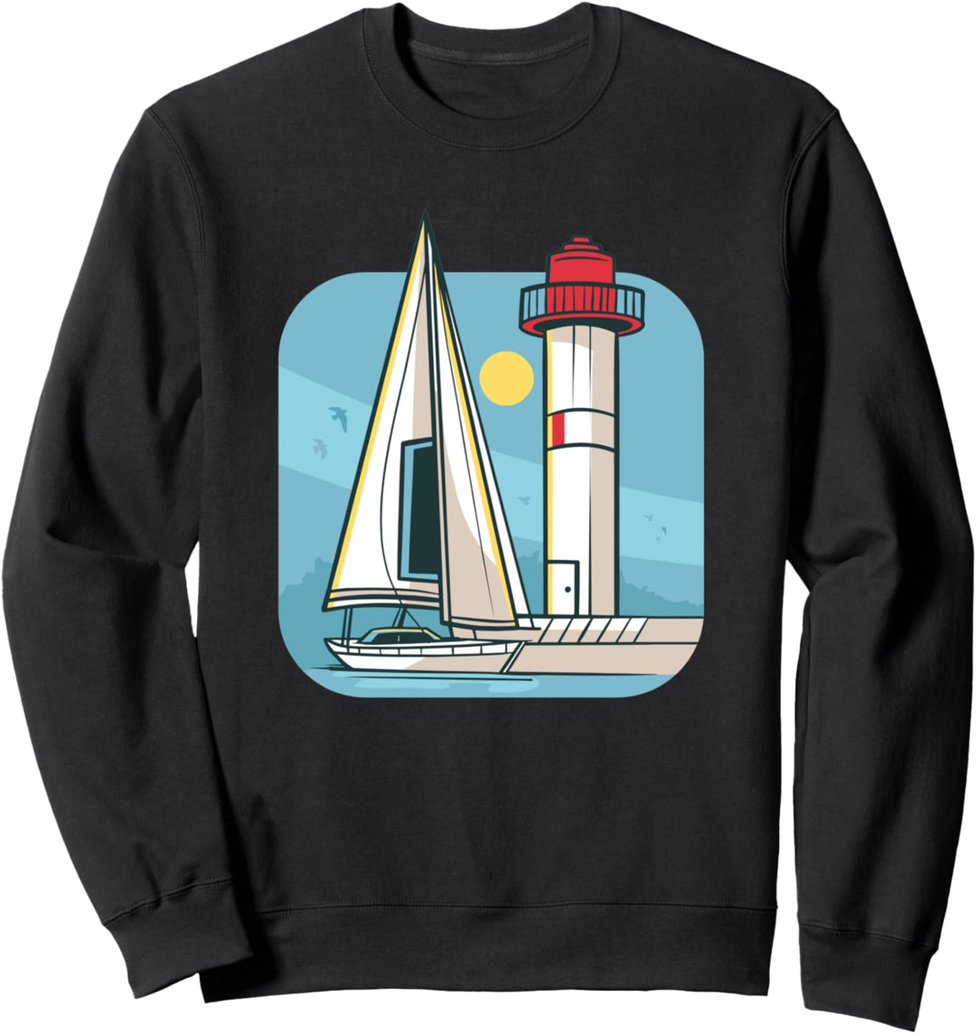 Segelboot und Leuchtturm für Segler mit Segelboot Sweatshirt