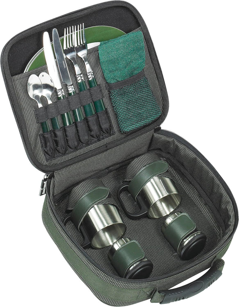 Sänger Unisex – Erwachsene Anaconda Tableware Bag I, Schwarz-Grau-Grün, 33 x 27 x 12 cm