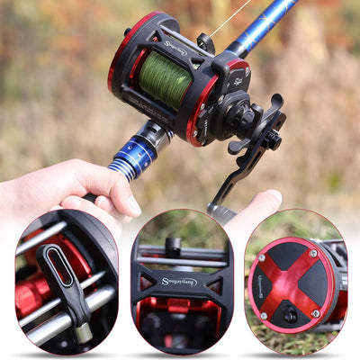 Sougayilang Trolling Reel Level Wind Conventional Reel Graphit Body Fishing Reel, Durable Stainless-