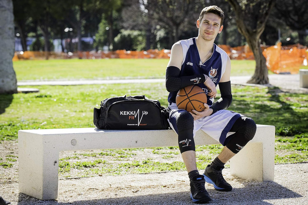 KEKKUPFIT - Ellbogenschützer Basket - Kompression - Ärmel - Armstulpen mit Protektoren Sport - Baske