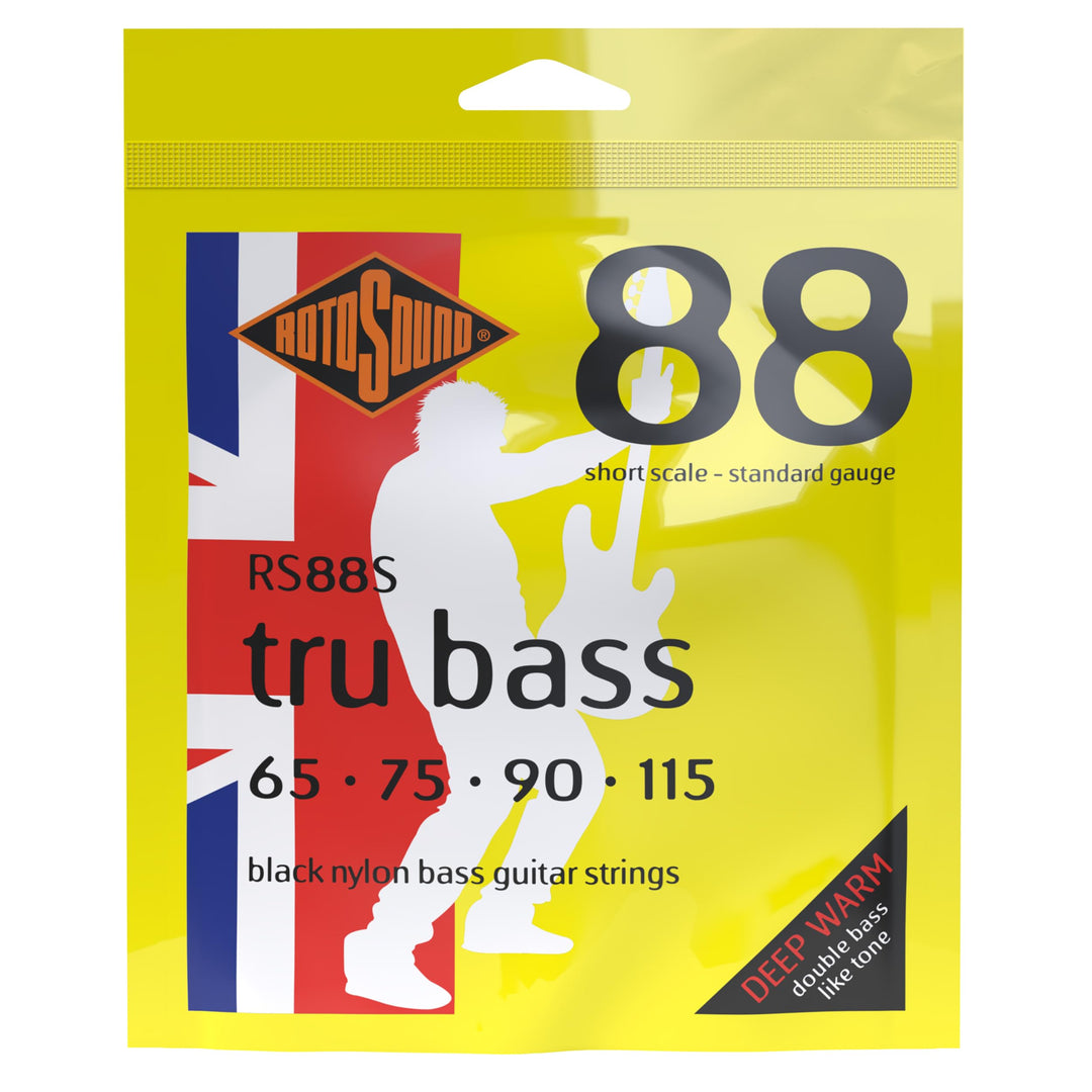 Rotosound Schwarze Nylonsaiten für E-Bass, Flachdraht, Standardstärke 65 75 90 115