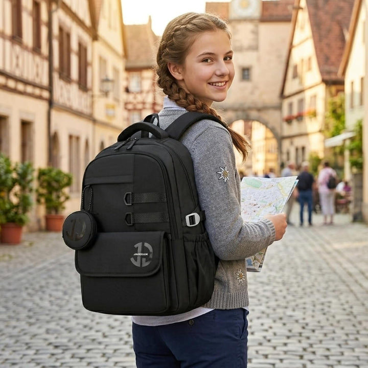 JANSBEN Wasserdichter Schulrucksack für Teenager Jungen und Mädchen, Mehrfachfach Design für Schule