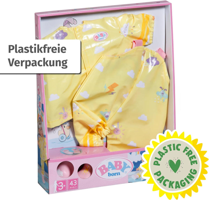 BABY born Deluxe Regen-Oufit mit Regenmantel, Regenhose und Gummistiefeln für 43 cm Puppen, 836460 Z