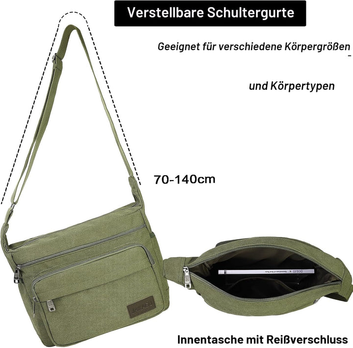 JAKAGO Wasserdichte Umhängetasche Herren,Multi-Tasche aus Segeltuch 15 Zoll Messenger Bag Arbeit Tas