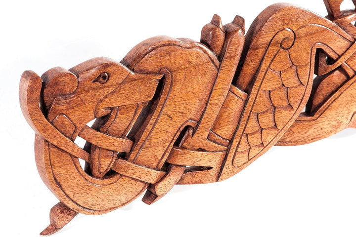 Windalf Irisches Celtic Holzbild Wandrelief MATHONWY 40 cm Book of Kells Knotenmuster Knotenrahmen C