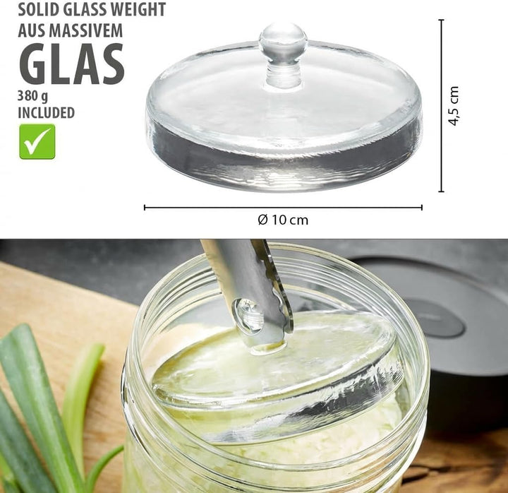GEFU Fermentierglas NATIVO 0,5 Liter, inkl. Beschwerungsgewicht, Fermentationsglas mit Gewicht und D