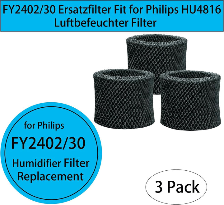 FY2402/30 Ersatzfilter Kompatibel mit Philips HU4816 Luftbefeuchter Filter, 3er Grau Upgrade-Modelle