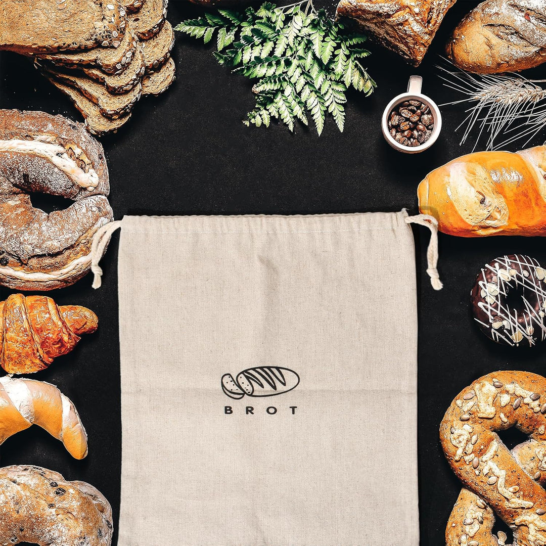 Theo&Cleo Leinen Brotbeutel Aufbewahrung Frischhalten, Leinenbeutel für Brot, Bread Bag, Brotaufbewa
