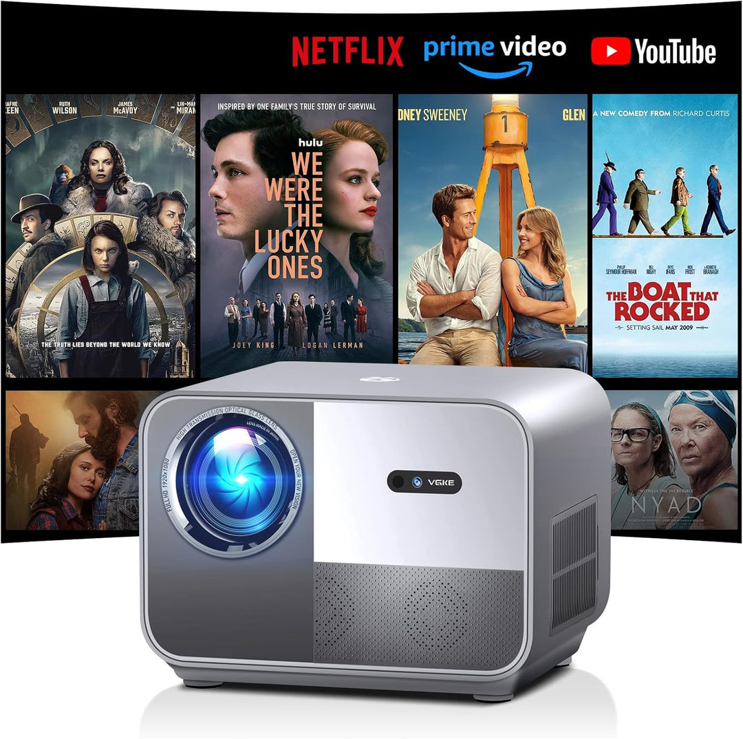 Beamer 4K VGKE, Autofokus/Trapezkorrektur 700ANSI Lumens WiFi 6 Bluetooth Tragbarer Projektor, FHD N