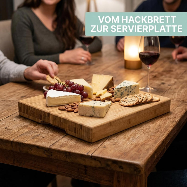 Relaxdays Hackbrett gestreift, Schneidbrett Bambus, pflegeleicht, HBT ca. 5,5 x 45 x 35 cm, massiver