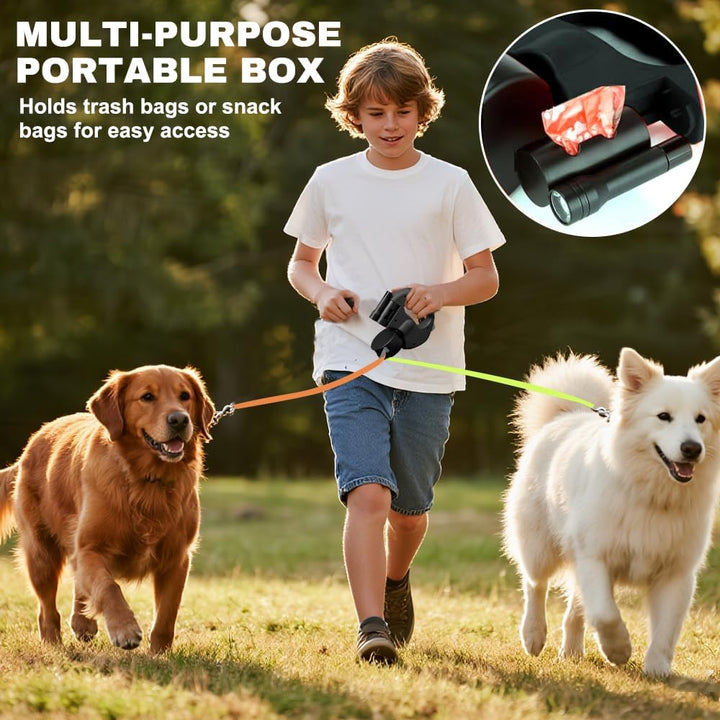 3m Hundeleine Doppelleine für 2 Hunde, Rollleine Einziehbare Hundeleine mit LED Licht, Automatische