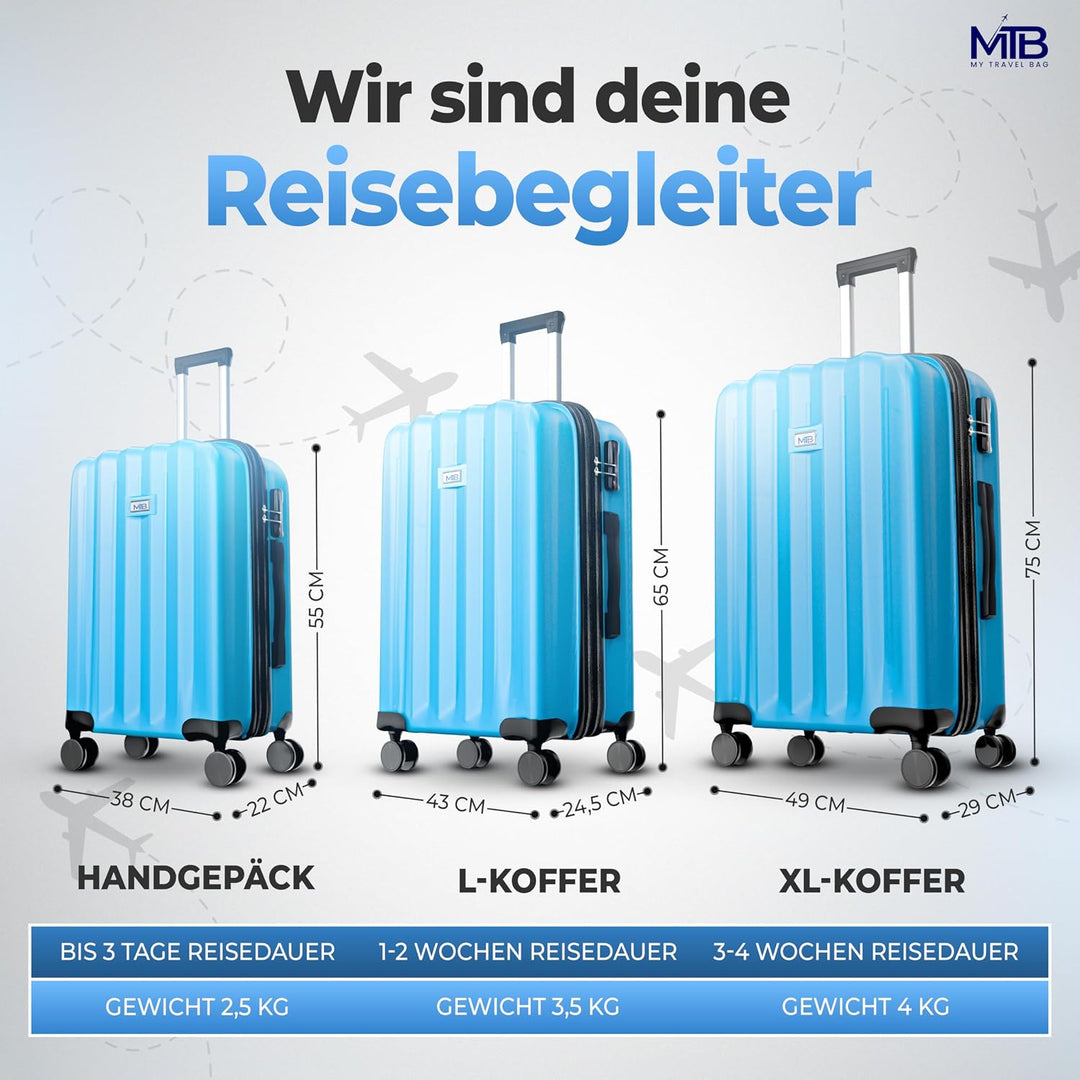 MY TRAVEL BAG Hartschalen-Koffer Trolley ABS Reisekoffer 4 Zwillingsrollen (Handgepäck-Mittel-Gross-