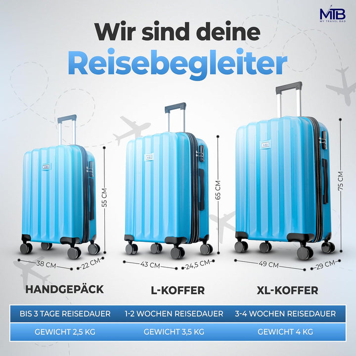 MY TRAVEL BAG Hartschalen-Koffer Trolley ABS Reisekoffer 4 Zwillingsrollen (Handgepäck-Mittel-Gross-