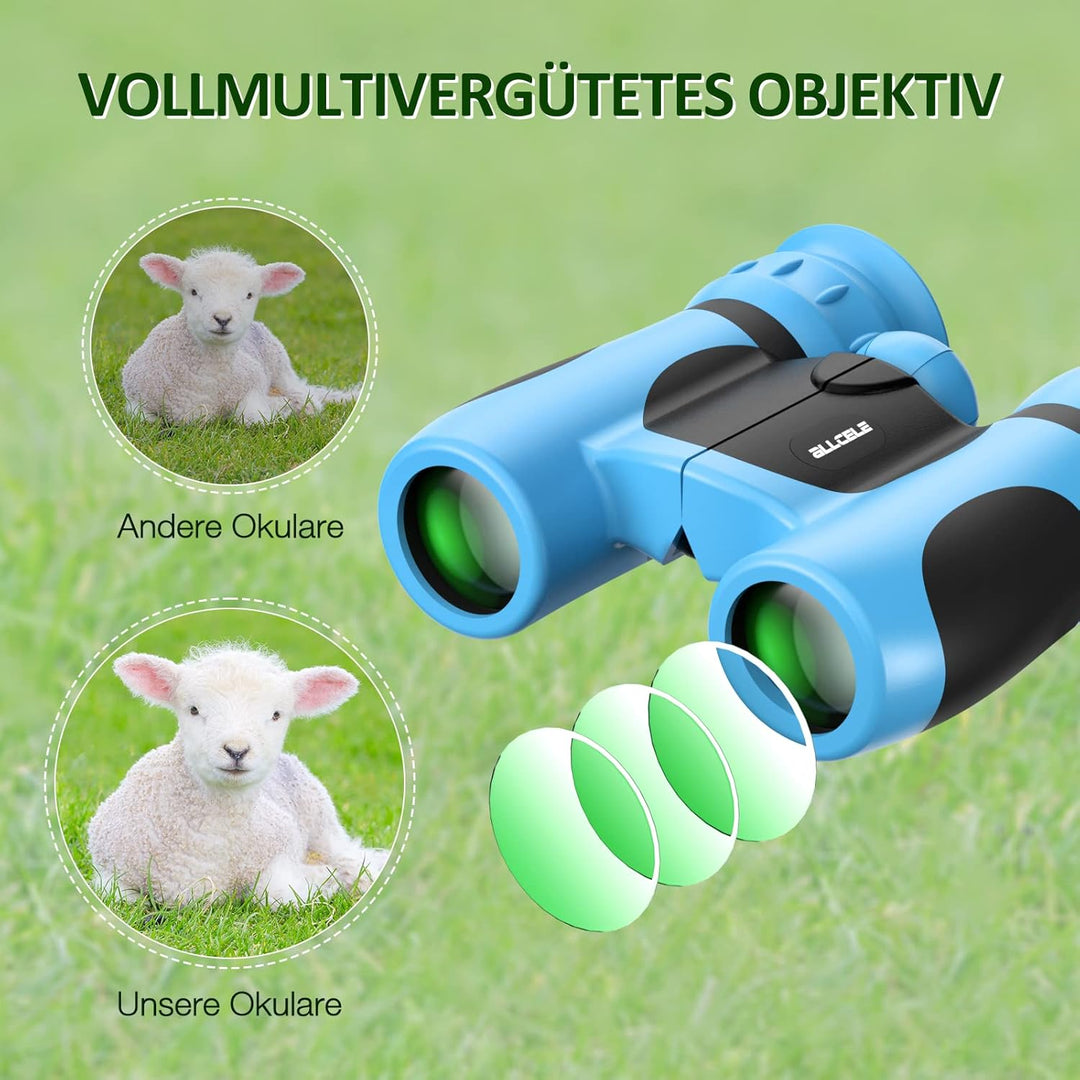 ALLCELE Leichtes W8 Fernglas für Kinder, Starker Vergrösserung 8 * 21 Feldstecher, Outdoor Explorati