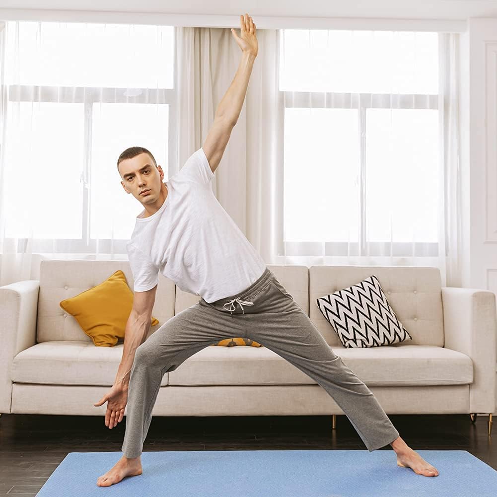 MaaMgic Herren Leichte Yogahose Jogginghose Baumwolle atmungsaktiv Trainingshose XXL Hellgrau, XXL H