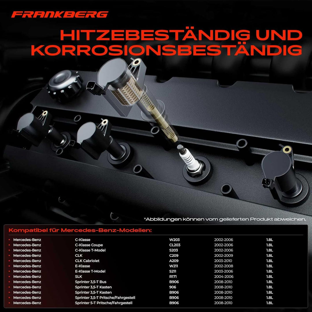 Frankberg 4x Zündspule Zündmodul Kompatibel mit C-Klasse W203 C180 C200 C230 1.8L 2002-2006 C-Klasse