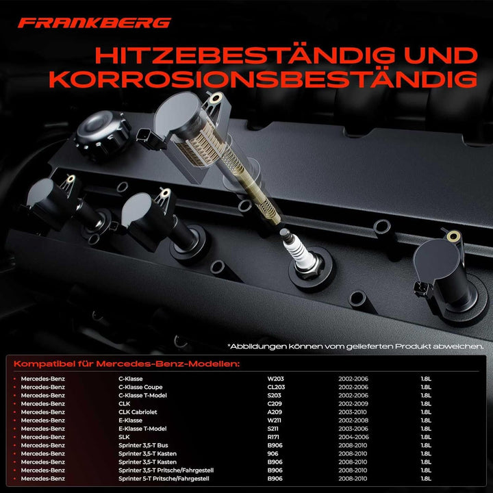 Frankberg 4x Zündspule Zündmodul Kompatibel mit C-Klasse W203 C180 C200 C230 1.8L 2002-2006 C-Klasse