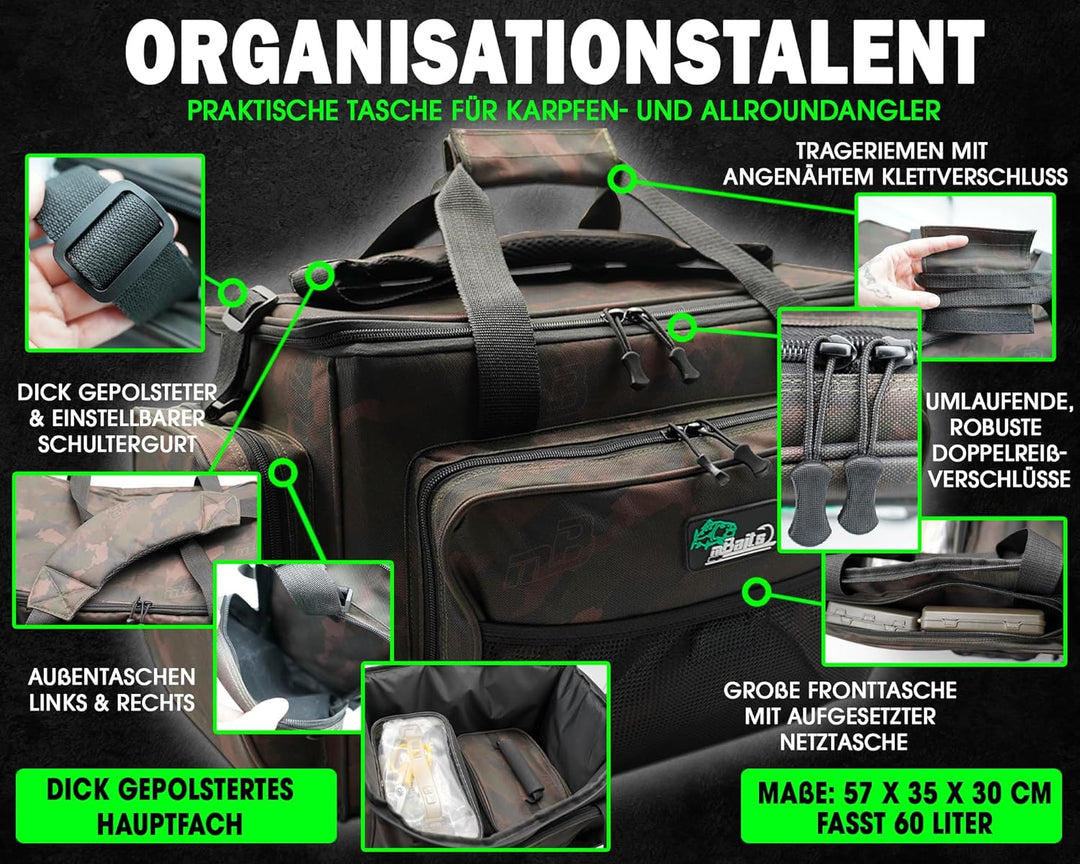 Angel-Berger Carryall Karpfentasche Angeltasche 60 x 33 x 30cm, 60 x 33 x 30cm