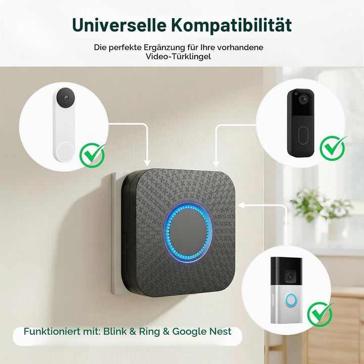 Satisure 2 Pack Funk Erweiterung Set Türklingel, 3-in-1 Türklingel Verlängerung – Kompatibel mit Bli