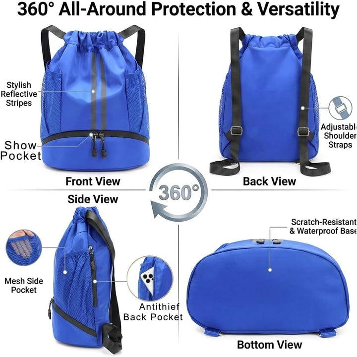 Sportbeutel mit Schuhfach - Wasserdichter Kordelzug Rucksack für Damen & Herren - Gymbag & Turnbeute