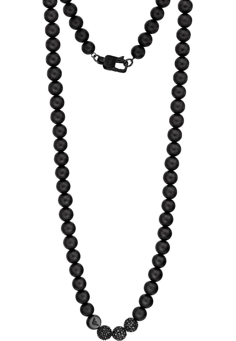 Emporio Armani Herren-Halskette, Edelstahl-Halskette Schwarz, Schwarz