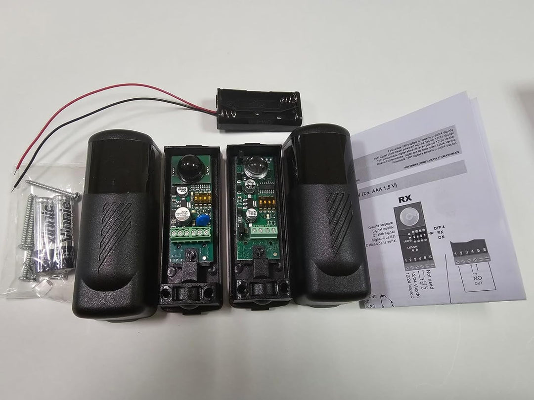 KINGGATES FOT180BAT Paar um 180° verstellbare Lichtschranken mit Batterien. Infrarot Lichtschranke d