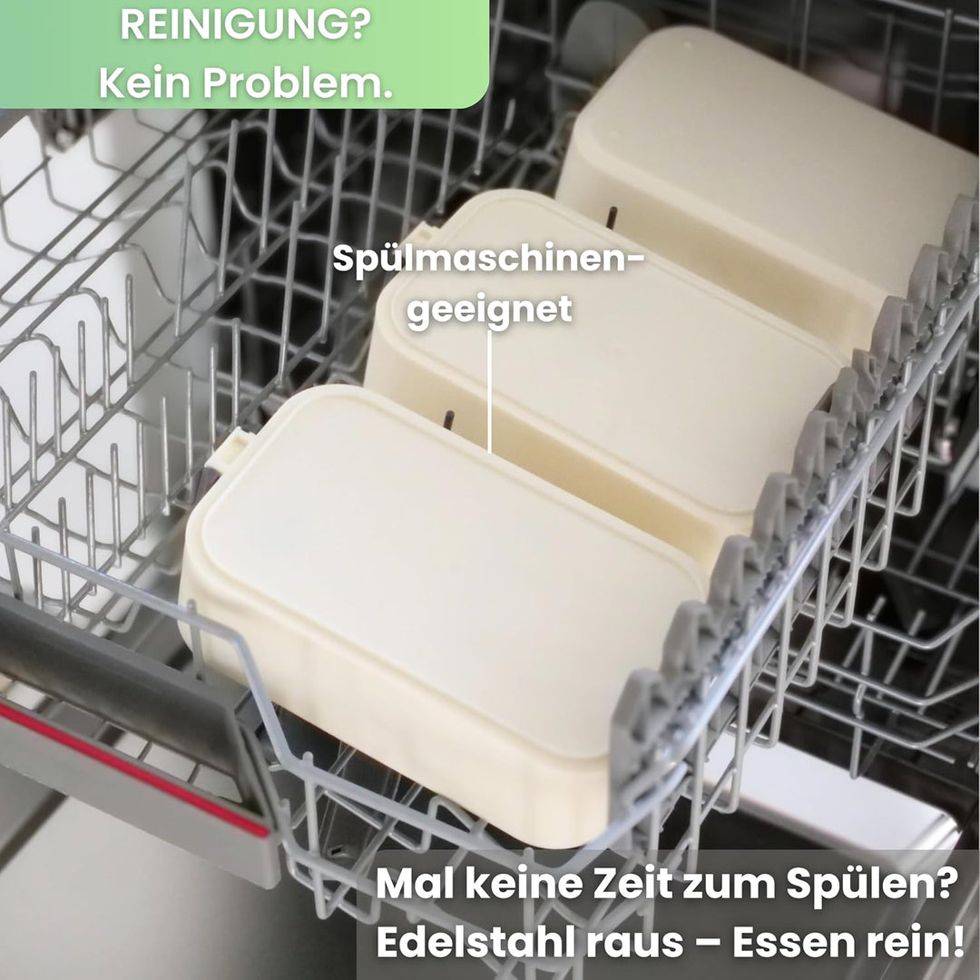 Bento Lunchbox „Jamie“ 2700ml, 3 Etagen mit Besteck und Fächern, Premium Edelstahl Dose, BPA-freie B