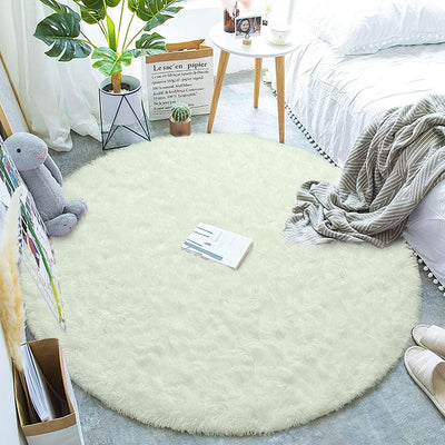 Tinyboy-hbq Runder Teppiche Hochflor Teppich wohnzimmerteppich Langflor Teppiche für Wohnzimmer flau