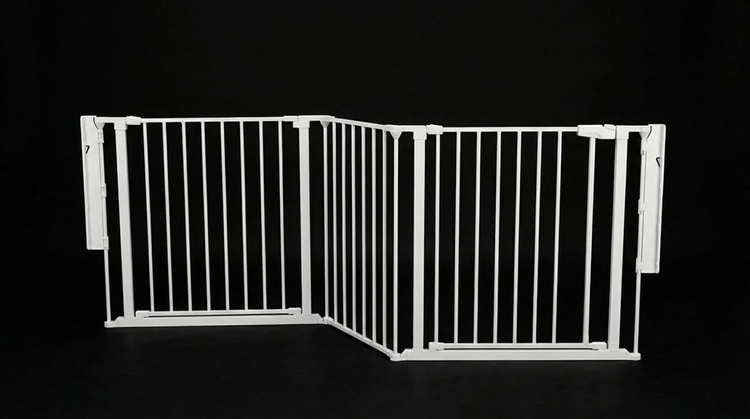 Safetots Zwei-Tür-Treppenschutzgitter Set, Weiss, 226cm Gesamtlänge, 70cm Höhe, Schraubmontage Weiss