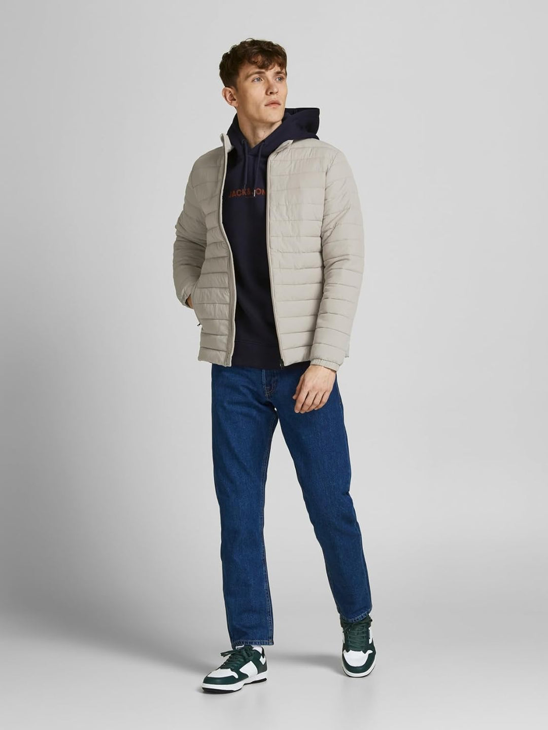 JACK & JONES Herren Leichte Steppjacke | Basic Übergangsjacke Wattiert | Blouson ohne Kapuze JJERECY
