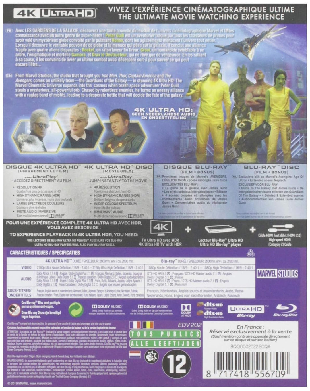 Les gardiens de la galaxie 4k ultra hd [Blu-ray] [FR Import], 4K