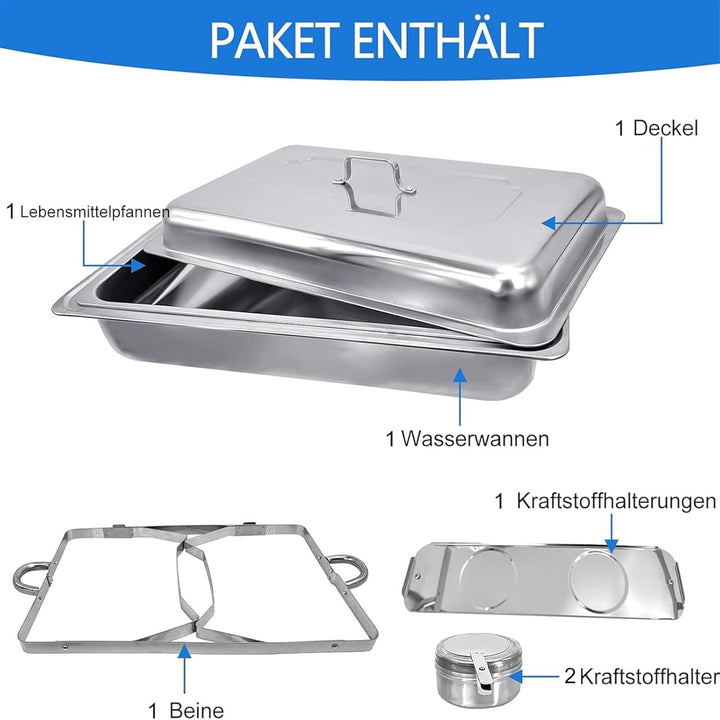 Chafing Dish Profi Set Toulouse, Edelstahl Warmhaltebehälter, Speisewärmer, Rechaud, Chafing Dishes