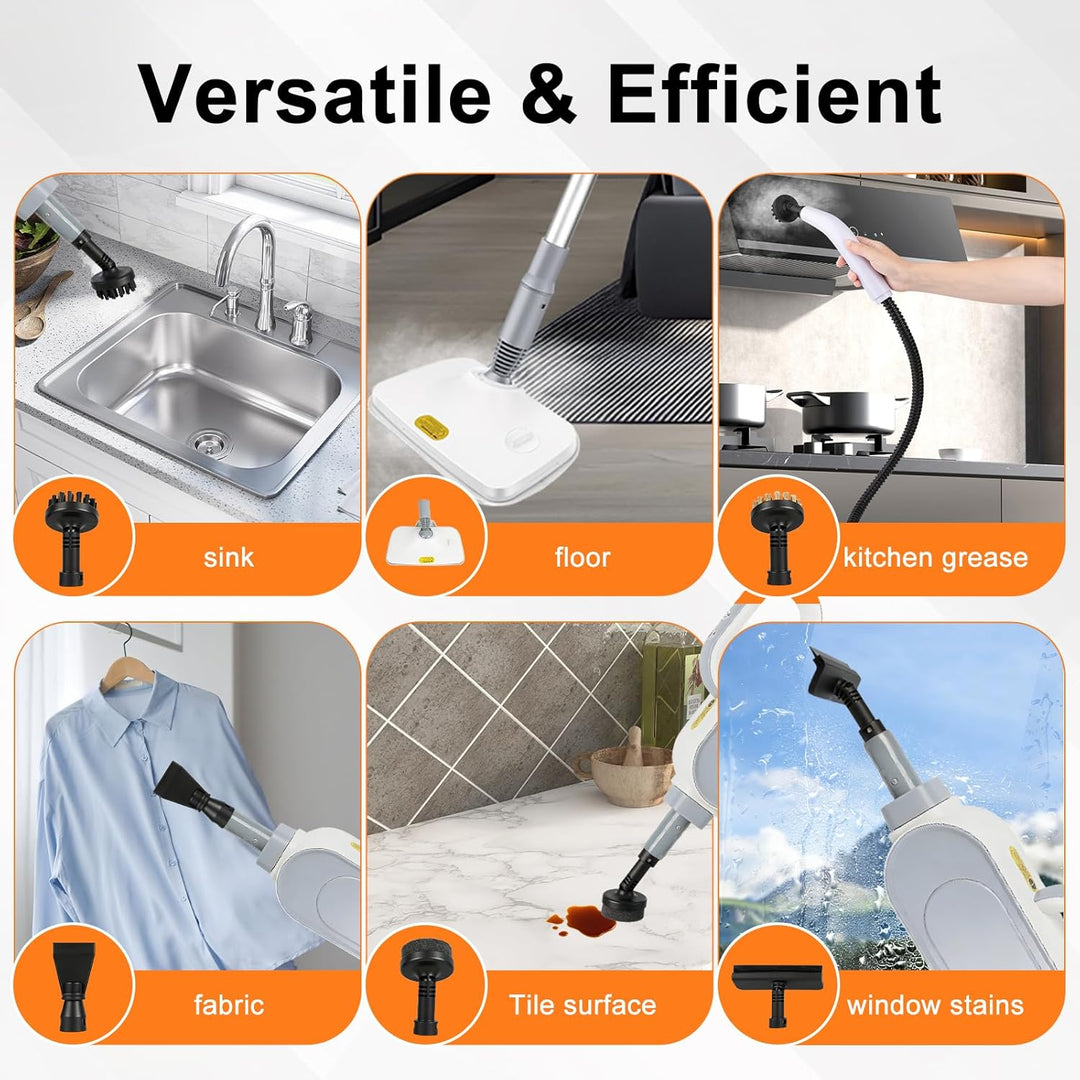 Dampfreiniger 1500W Dampfreiniger Handgerät, Mehrzweck Steam Cleaner mit 9 Zubehörteile, 140°C Dampf