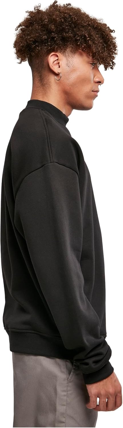 Urban Classics Herren Pullover mit hohem Rippkragen, weites Mock Neck Sweatshirt, überschnittene Sch