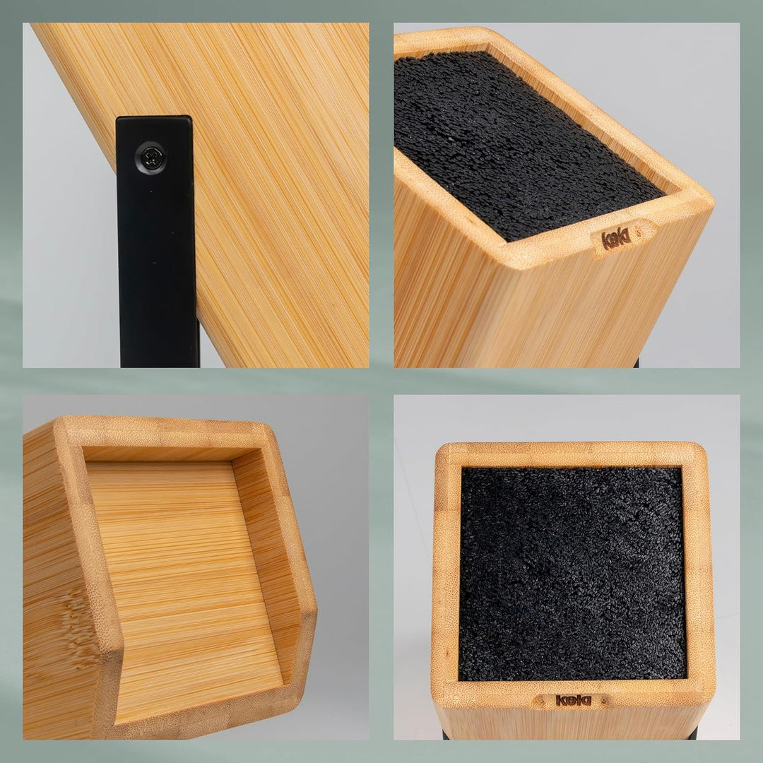 kela Messerblock ohne Messer KIRIL, Bambusholz Messerhalter mit Borsteneinsatz, Metallaufsteller sch