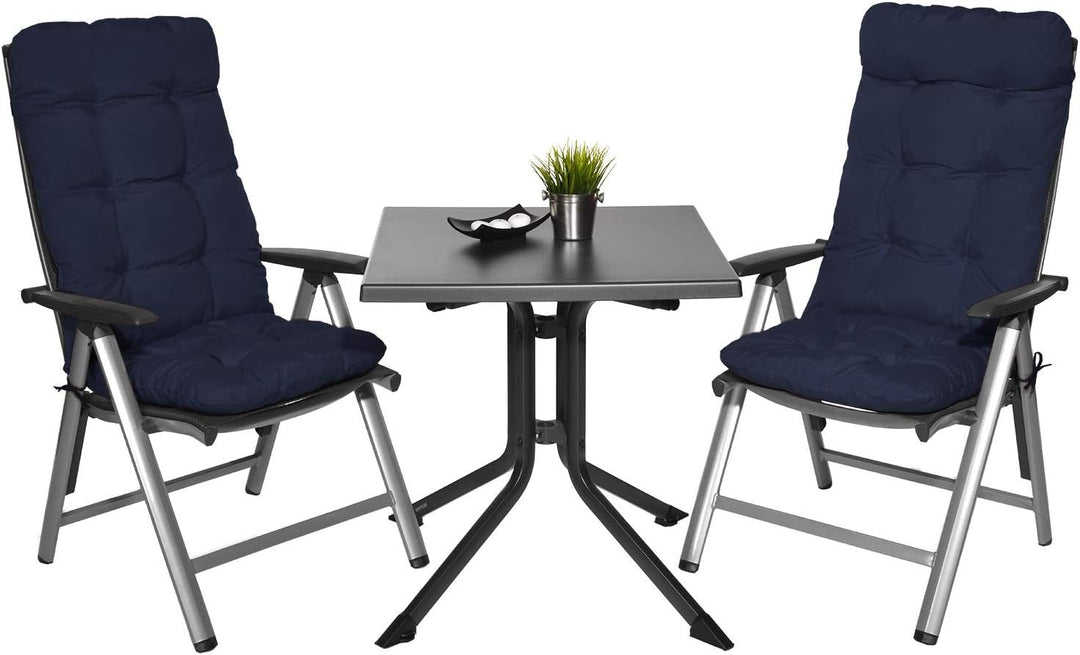 Beautissu 6er Set Hochlehner Auflagen Sitzpolster für Gartenstühle Outdoor | 120x50x8cm Dunkelblau G