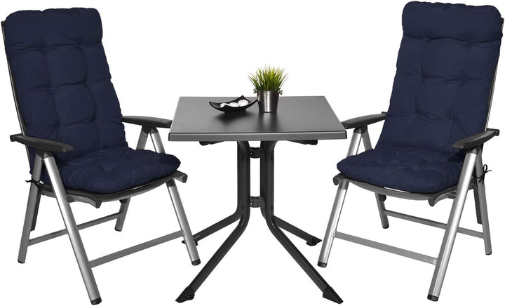 Beautissu 6er Set Hochlehner Auflagen Sitzpolster für Gartenstühle Outdoor | 120x50x8cm Dunkelblau G