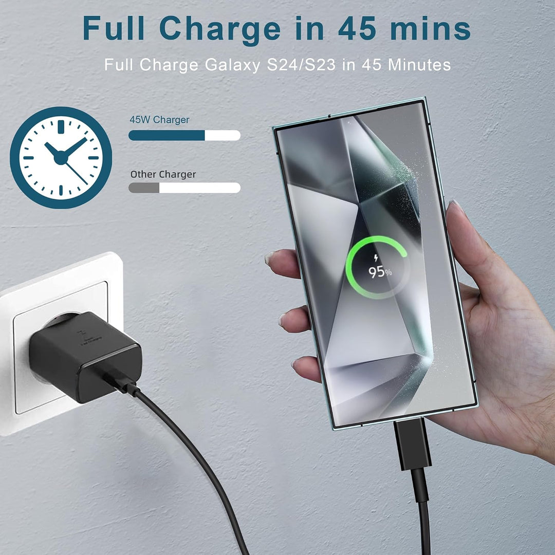 2er-Pack 45W USB C Ladegerät, Schnellladegerät PD 3.0 Netzteil mit Ladekabel USB-C Schnellladekabel