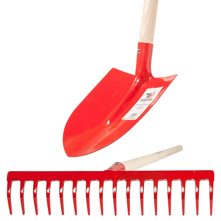 Gartenset: Frankfurter Schaufel und Gartenrechen, Stahl & Espe, 130cm und 150cm von SHW-FIRE