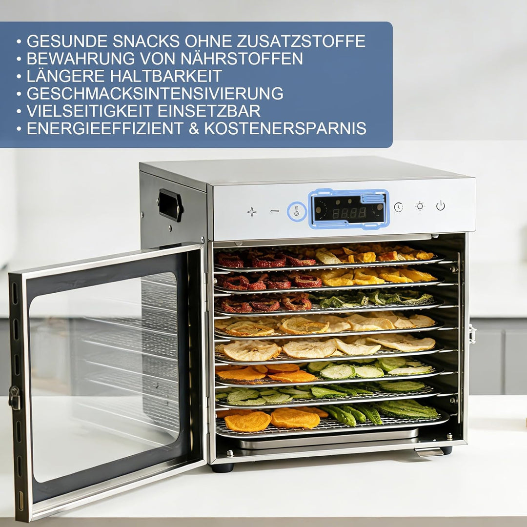 Trintion Edelstahl Dörrautomat 700W – Dörrgerät mit Edelstahlgitter, 30°-85°C, 6700 cm² Dörrfläche –