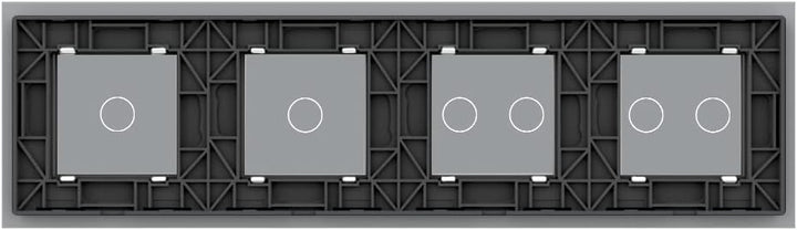 LIVOLO Nur Glasblende 4 Fach für Lichtschalter VL-C7-C2/C2/C1/C1-A Grau