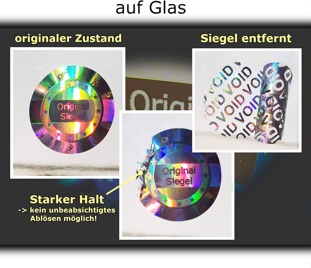 1000 Stk - 3D Hologramm Original-Siegel 25mm silber glänzend - Sicherheitssiegel, Qualitätssiegel, G